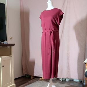 Francesca's Blue Rain Burgundy Tie-Waist Sweater Dress